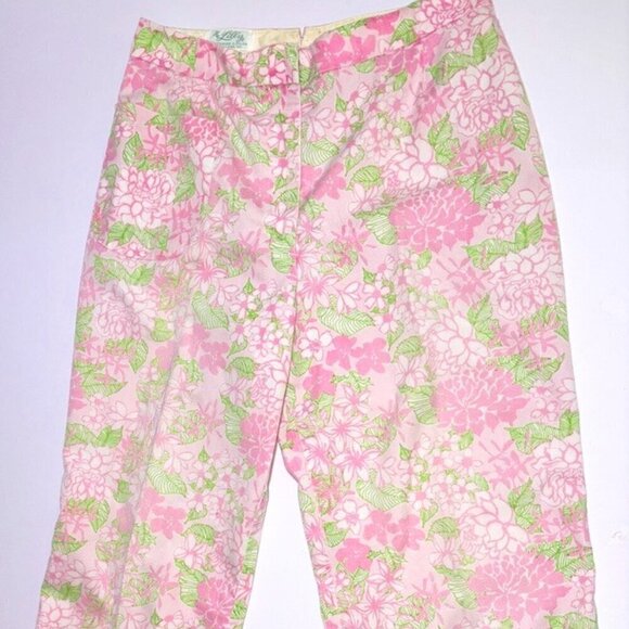 VINTAGE The Lilly Sportswear Division Lilly Pulitzer Trouser Pants Pink Green S - Picture 1 of 16